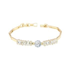 18K Gold Filled baguette and round cz stone “Celina”adjustable link Bracelet